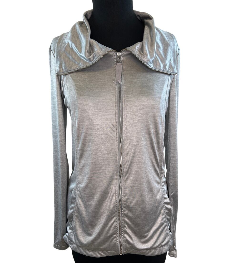 ADAM Adam Lippes Silver Gray Full Zip Lightweight Elastic Waist Women's Jacket 2